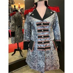 DEGUISEMENT VESTE DE MARQUIS GRIS ROUGE ET NOIR TAILLE S