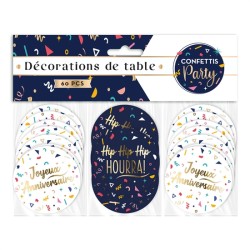 TRIO DE CONFETTIS MULTICOLORES JOYEUX ANNIVERSAIRE 