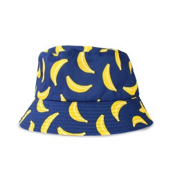 CHAPEAU BOB ANNEES 80-90 BANANES SUR FOND BLEU