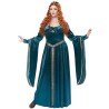 DEGUISEMENT ROBE MEDIEVALE BLEUE VERT ET OR REBELLE OU LADY GUINEVERE TAILLE XXL