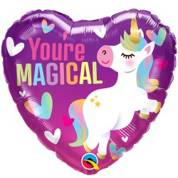 BALLON METALLIQUE COEUR LICORNE VIOLET YOU'RE MAGICAL 46 CM 