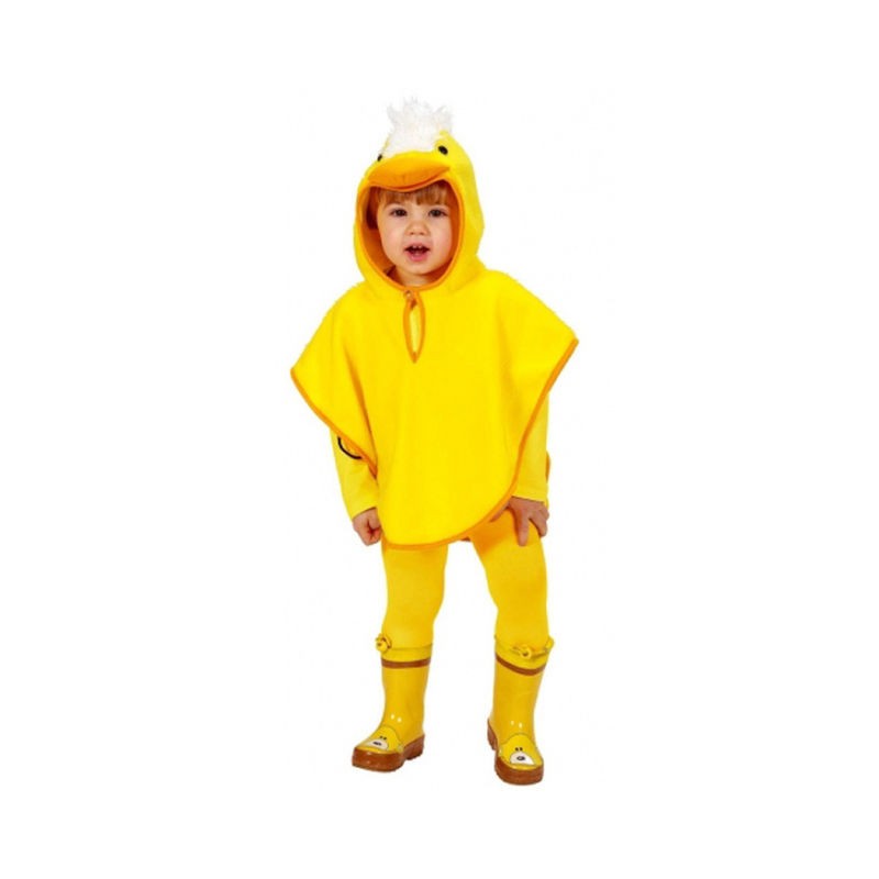 CAPE AVEC CAPUCHE DE PETIT POUSSIN JAUNE EN PELUCHE 110 CM