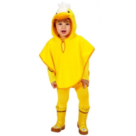 CAPE AVEC CAPUCHE DE PETIT POUSSIN JAUNE EN PELUCHE 110 CM