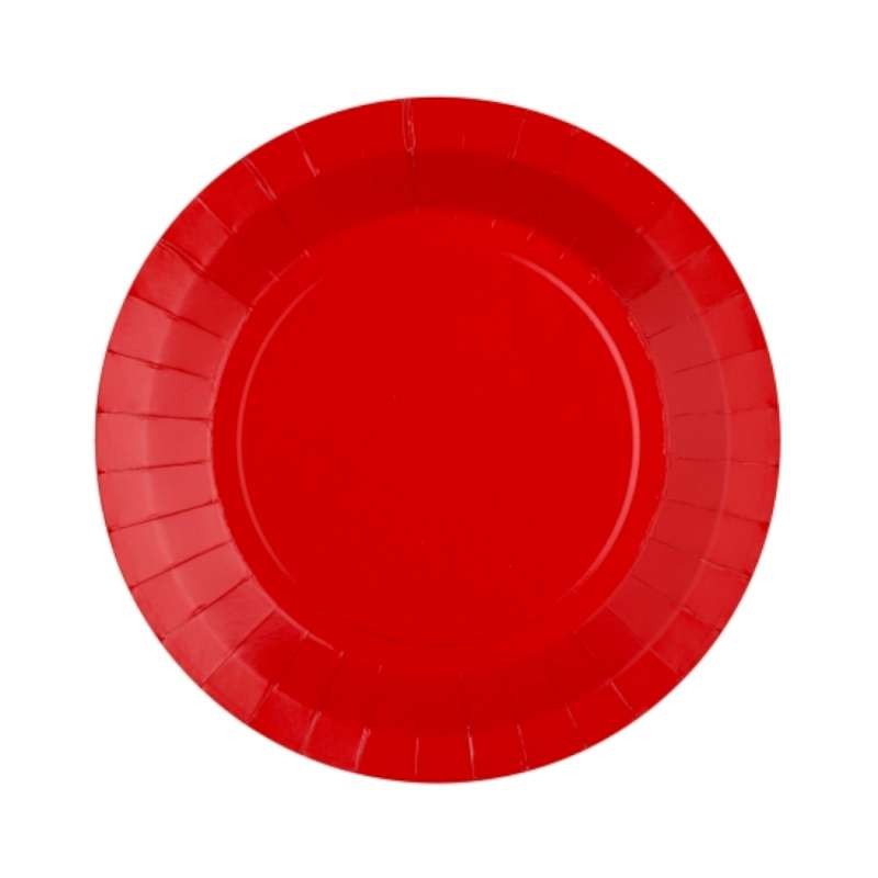 10 ASSIETTES CARTON RONDE ROUGE  18 CM 