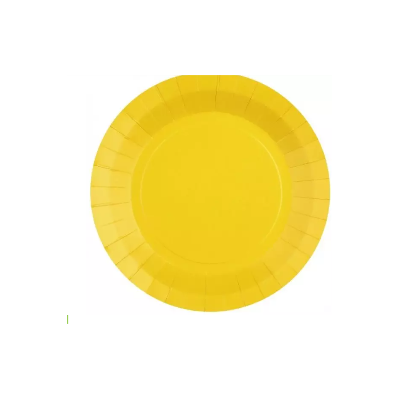 10 ASSIETTES RONDES RAINBOW JAUNE BIODEGRADABLE 22.5 CM 