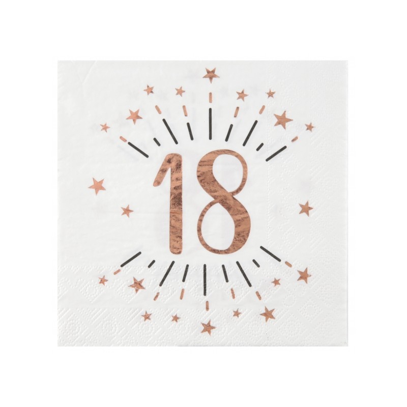 10 SERVIETTES ETINCELANTES 18 ANS ROSE GOLD 33 X 33 CM 