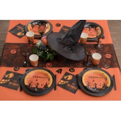 10 ASSIETTES HALLOWEEN MAISON HANTEE ORANGE ET NOIR  23 CM