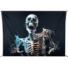 TOILE DE FOND HANTEE EN TISSUS SQUELETTE SUR FOND NOIR 210 X 150 CM