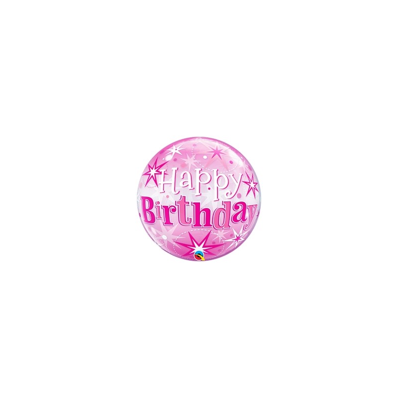 BALLON BUBBLES HAPPY BIRTHDAY ROSE 56 CM