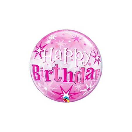 BALLON BUBBLES HAPPY BIRTHDAY ROSE 56 CM