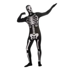 DEGUISEMENT COLLE A LA PEAU NOIR IMPRESSION SQUELETTE TAILLE XL