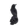 STATUE CORBEAU SUR CRANE VELOURS NOIR 13CM X 8CM X 22CM