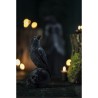 STATUE CORBEAU SUR CRANE VELOURS NOIR 13CM X 8CM X 22CM