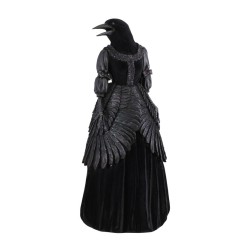 STATUE POLYRESINE LADY CORBEAU VELOURS NOIR 18CM X 16CM X 40.5CM