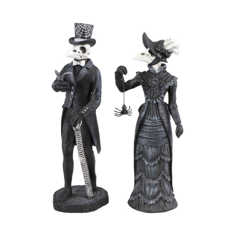 STATUETTE LADY AND MISTER CORBEAU SQUELETTE - 2 ASS 7CM X 6CM X 21CM