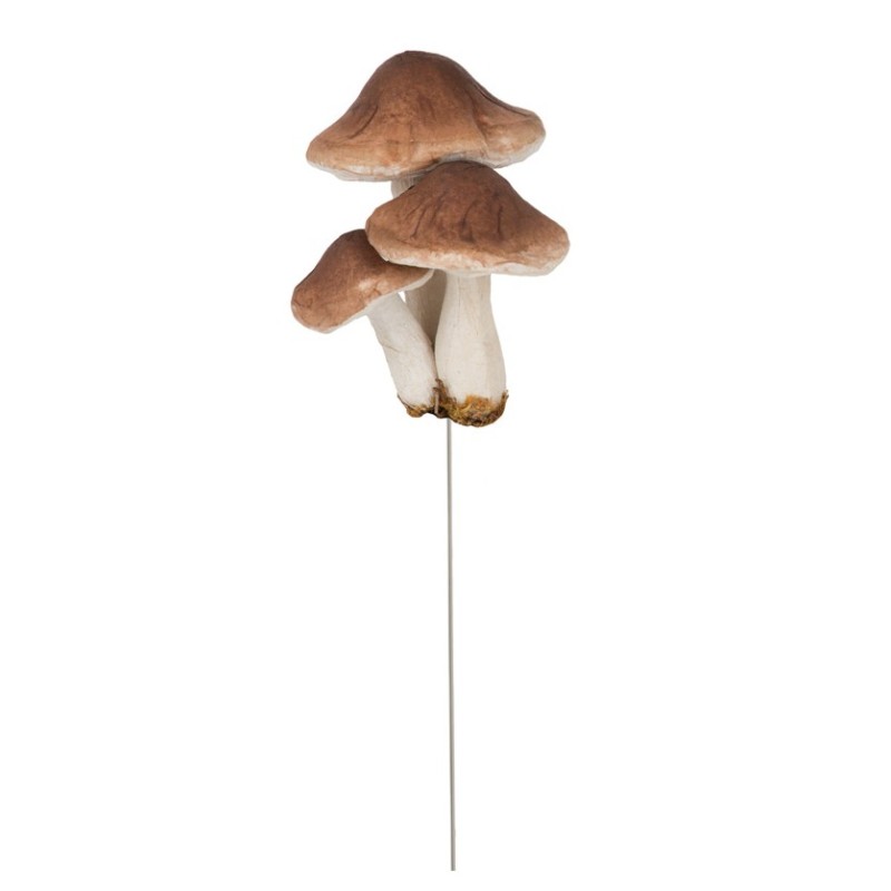 3 CHAMPIGNONS BRUN BLANC SUR TIGE 7CM X 5CM X 12CM