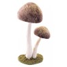 2 CHAMPIGNONS FAIRY VELOURS TAUPE PAILLETTES OR 25CM