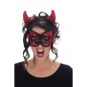KIT DIABLESSE 2 PIECES : SERRE TETE CORNES ROUGES + MASQUE ROUGE