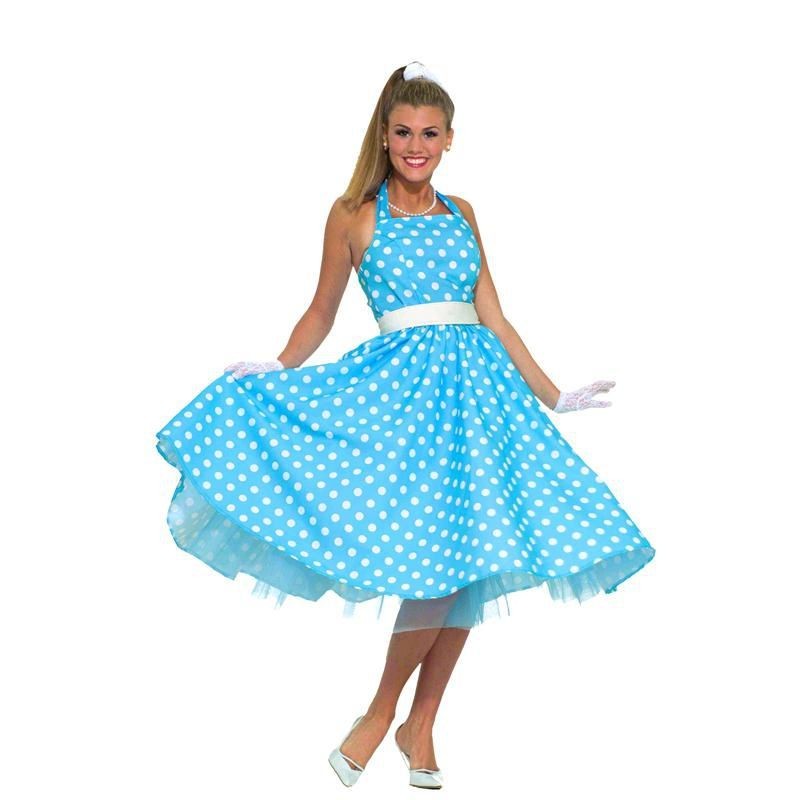 DEGUISEMENT ROBE BLEU A POIS BLANC 50'S TAILLE S/M DEGUISEMENT ROBE BLEU A POIS BLANC 50'S TAILLE S/M