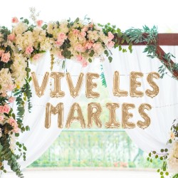 GUIRLANDE VIVE LES MARIES GONFLABLE EN OR