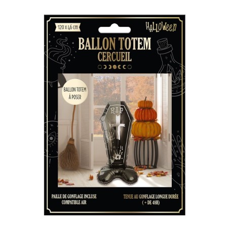 BALLON METALLIQUE  HALLOWEEN  TOTEM CERCUEIL