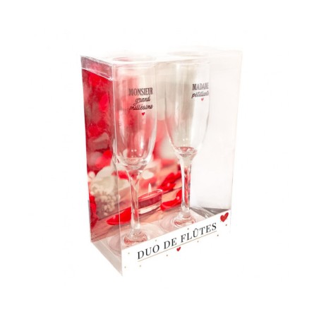 COFFRET FLUTES A CHAMPAGNE  MADAME ET MONSIEUR