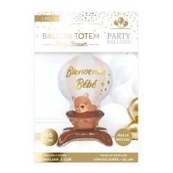 BALLON METALLIQUE TOTEM BABY SHOWER OURS MONTGOLFIERE