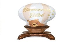 BALLON METALLIQUE TOTEM BABY SHOWER OURS MONTGOLFIERE