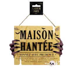 PLAQUE DE PORTE HALLOWEEN MAISON HANTEE