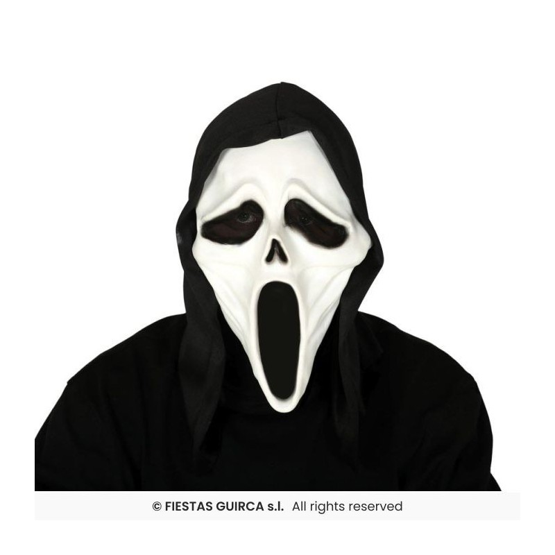 MASQUE SCREAM HALLOWEEN ASSASSIN BLANC AVEC CAPUCHE NOIRE MASQUE SCREAM HALLOWEEN ASSASSIN BLANC AVEC CAPUCHE NOIRE