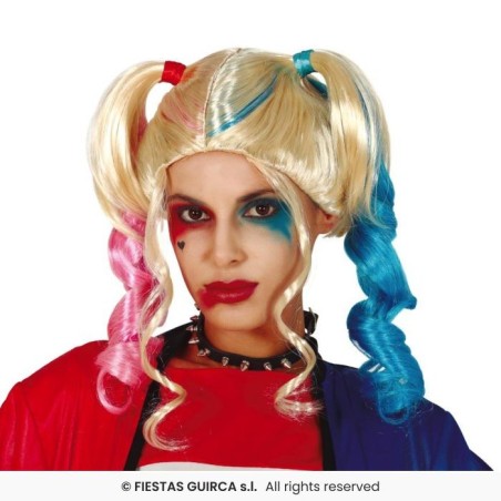 PERRUQUE COUETTES ROSE ET BLEU HARLEQUINE