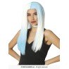 PERRUQUE CHEVEUX LONGS BLEU ET BLANC SANS FRANGE