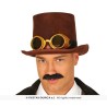 CHAPEAU HAUT DE FORME STEAMPUNK MARRON AVEC LUNETTES