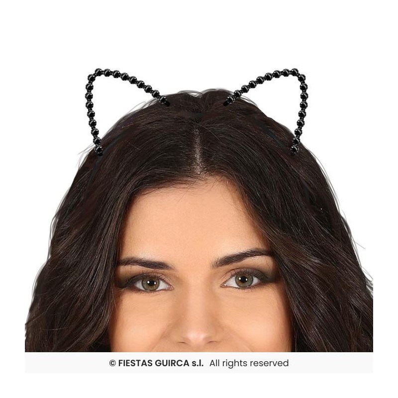 SERRE-TETE METALLIQUE CHAT NOIR AVEC STRASS  SERRE-TETE METALLIQUE CHAT NOIR AVEC STRASS