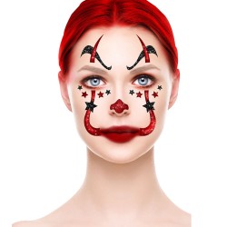 BIJOUX OU STICKER DE VISAGE CLOWN HALLOWEEN