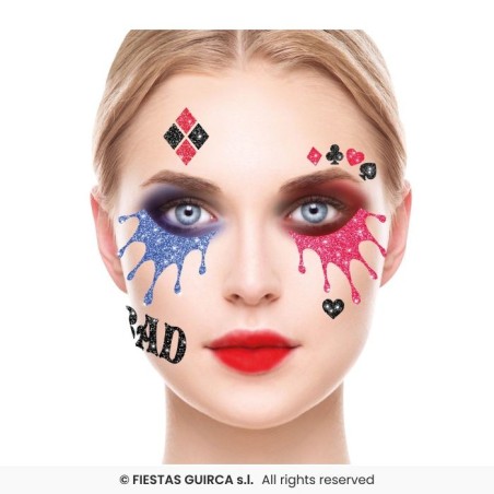 BIJOUX OU STRASS DE VISAGE ARLEQUIN DANGEROUS QUEEN GLITTER