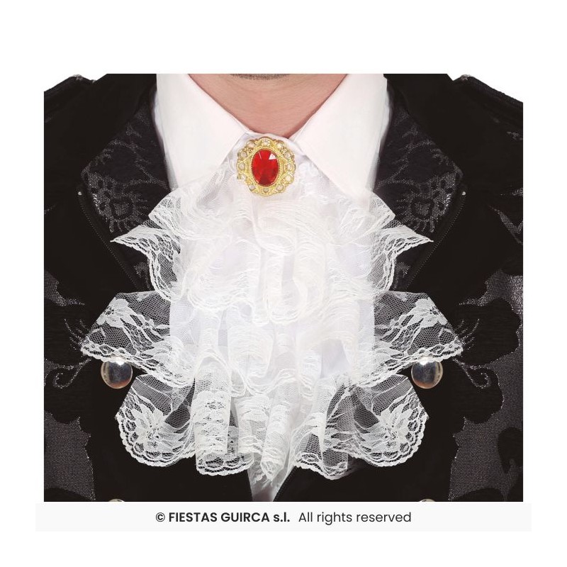 JABOT BLANC AVEC PIERRE ROUGE