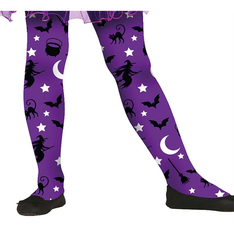COLLANT SORCIERE FILLE 3-6 ANS VIOLET IMPRIMES COLLANT SORCIERE FILLE 3-6 ANS VIOLET IMPRIMES
