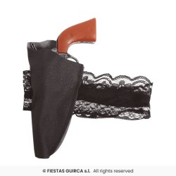 JARRETIERE NOIRE AVEC PISTOLET DE 18 CM