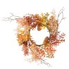 COURONNE NATURE D'AUTOMNE POMME DE PIN ET FEUILLAGE DEGRADE D'ORANGE ET VERT 