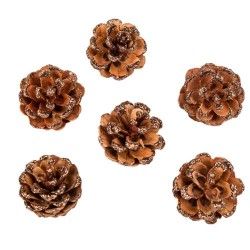 6 POMMES DE PIN PAILLETTES CHOCOLAT 4 CM