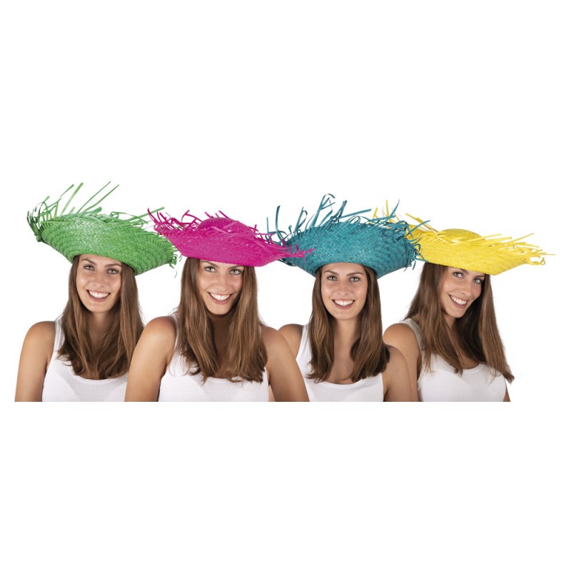 CHAPEAU DE PAILLE HAWAI COULEURS DIFFERENTES ALEATOIRES