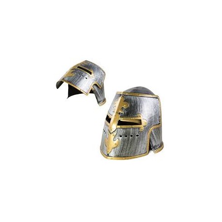 CASQUE DE CHEVALIER OU HEAUME OR ET GRIS 