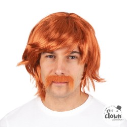 PERRUQUE ET MOUSTACHE ROUSSE BIKER