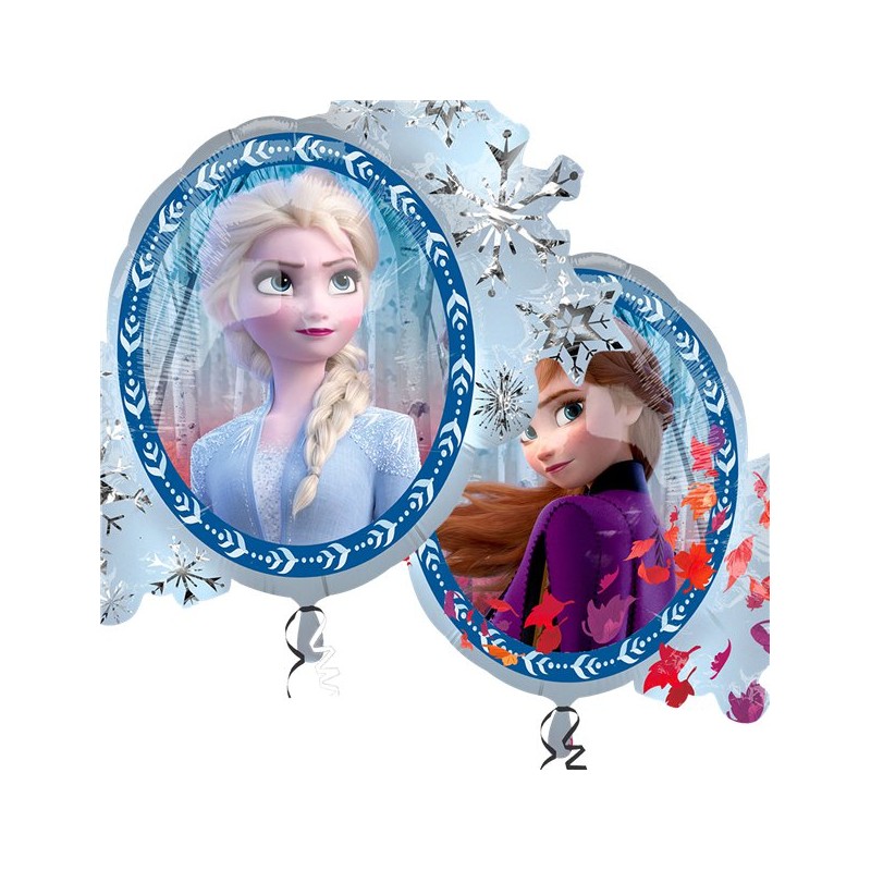 BALLON METALLIQUE MIROIR REINE DES NEIGES ANA ET ELSA 76 CM 