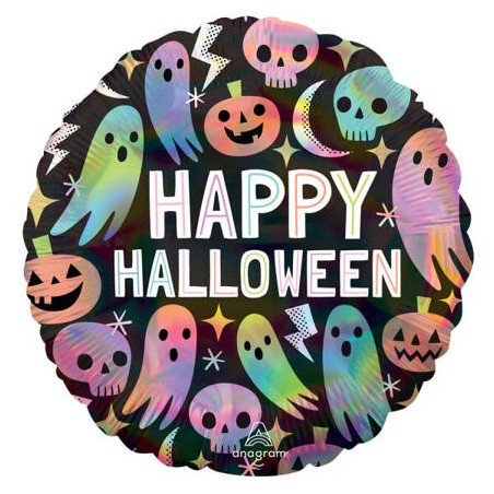 BALLON METALLIQUE  FANFOMES IRIDESCENTS HAPPY HALLOWEEN  HALLOWEEN 43 CM