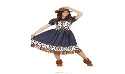 DEGUISEMENT ROBE LONGUE COWGIRL TACHE DE VACHES TAILLE M