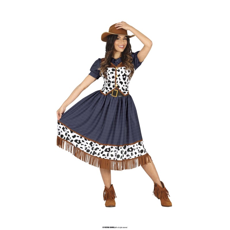 DEGUISEMENT ROBE LONGUE COWGIRL TACHE DE VACHES TAILLE M DEGUISEMENT ROBE LONGUE COWGIRL TACHE DE VACHES TAILLE M