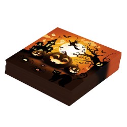 12 SERVIETTES HALLOWEEN CITROUILLE 33 X 33 CM