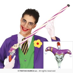 CANNE AVEC PISTOLET BOUFFON JOKER DEMONTABLE 90 CM